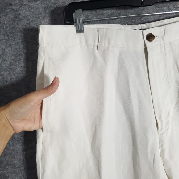 Brooks Brothers Dress Pants Men 36x32 White Linen Cotton Blend Hudson Casual Fit - Picture 3 of 10